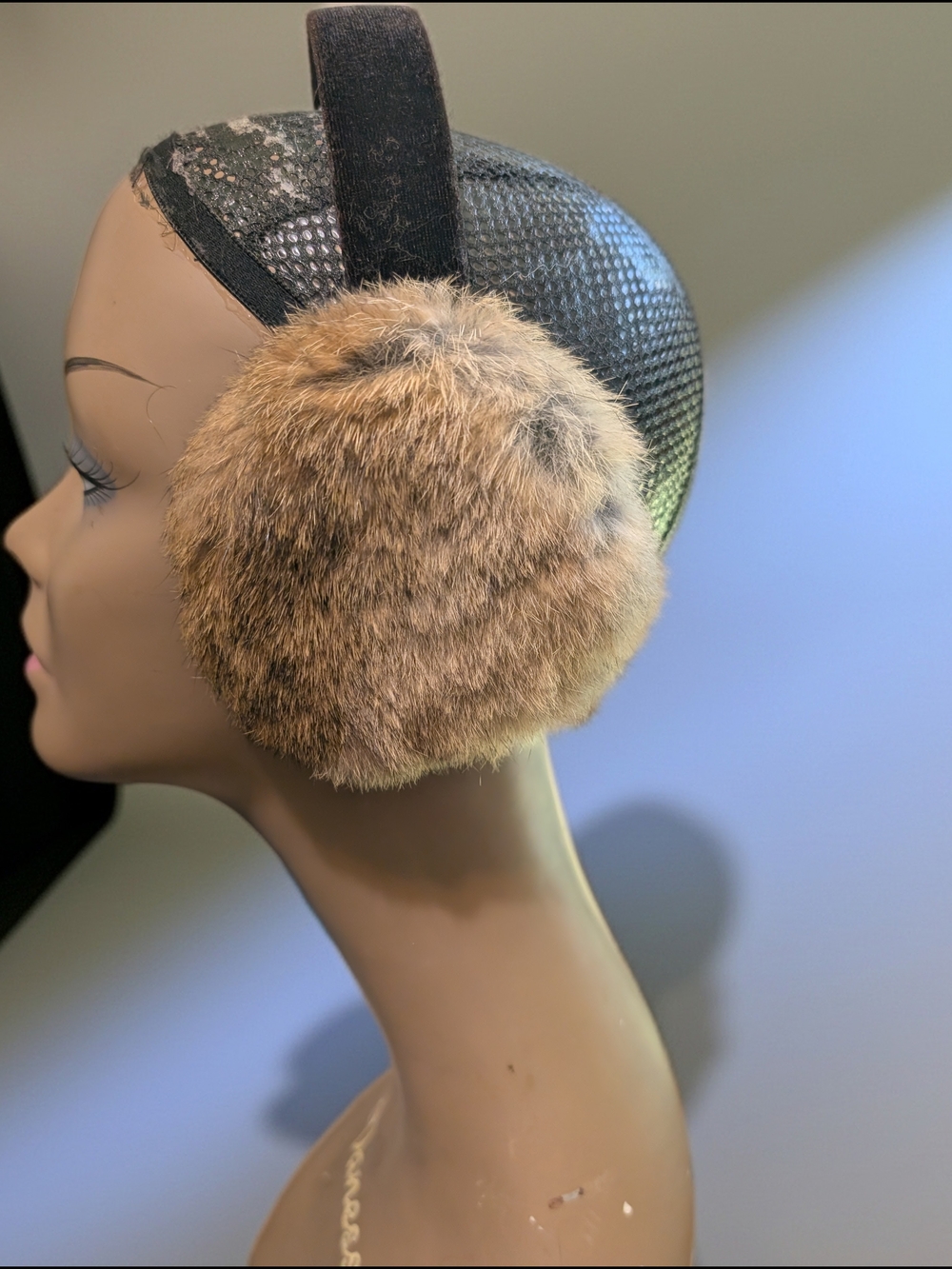 Surell Rabbit Fur Earmuffs with Velvet Band - Picture 3 of 6